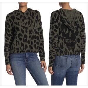Skull Cashmere Womens Cashmere Animal Print Hood Sweater Green Size M